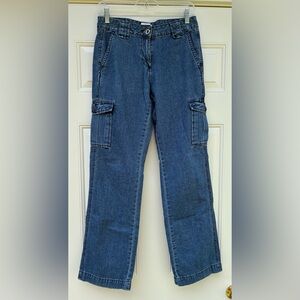 Calvin Klein Y2K Womens Jeans 4 Baggy Pants Denim Cargo Workwear Patch Pockets
